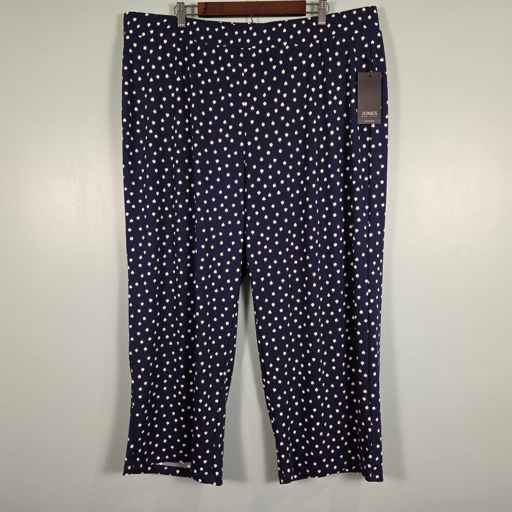 Jones New York Woman Navy White Polka Dot Ankle Pants 3X NWT 10899304-BO2